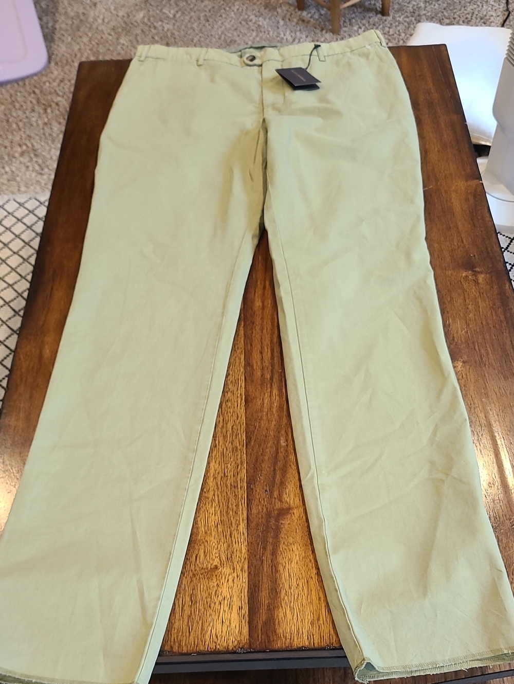Scott Barber Italy Pima Cotton Chinos Sage Green Men's 36x37 New With Tags